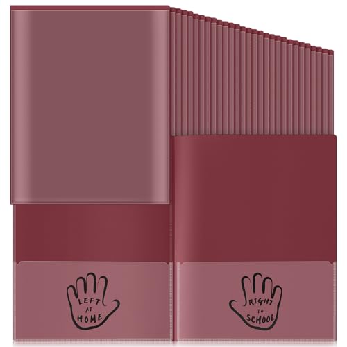 48 Pack Take Home Folder Parent Teacher Communication Folders -Heavy Duty Plastic 2 Pocket Homework Folder, Letter Size School to Home Classroom Supplies for Teacher Student Back to School(Dark Red) - color: Dark Red