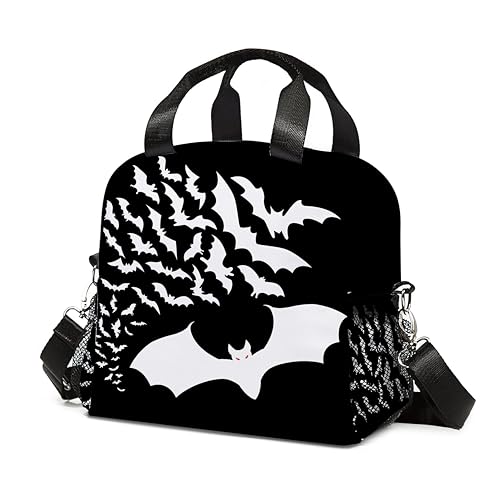 Bats Halloween Lunch Bag Insulated Lunch Box Large Capacity Meal Tote for Kids Women Men Cooler Bag Waterproof Adjustable Shoulder Strap Bat Lunch Tote for Work School Picnic Travel Office Hiking - color: Bat01