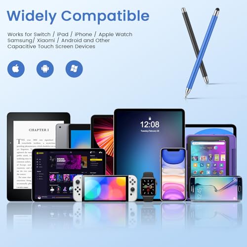 Stylus Pen for Touchscreen, 3-in-1 Magnetic Capacitive Stylus Pen, High Sensitivity Precision Stylus Suitable for IPad/Pro/Air/Mini, iPhone, Android Tablets, Samsung, All Touch Devices(Black/Blue) - color: Black/Blue