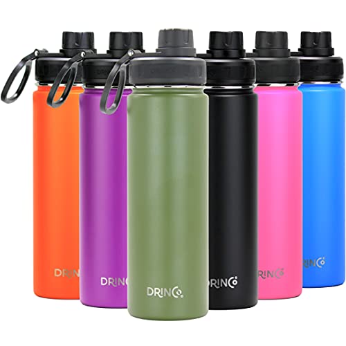 Drinco Stainless Steel Water Bottle Spout Lid Vacuum Insulated Double Wall Water Bottle Wide Mouth (40oz 32oz 22oz 18oz 14oz) Leak Proof Keeps Cold or Hot (22 oz, 22oz Forest) - color: 22oz Forest, size: 22 Ounces