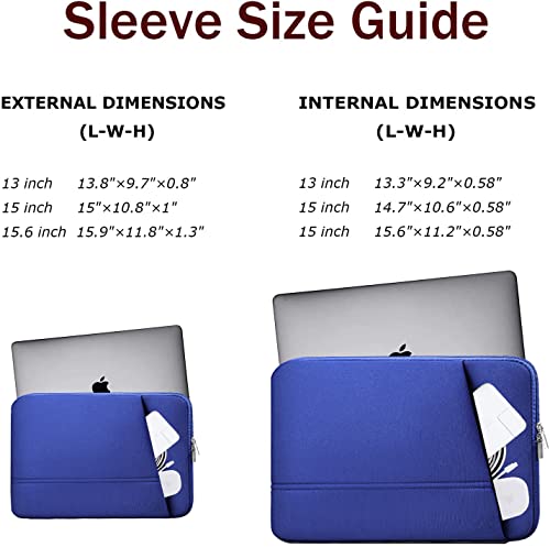 TEDNETGO 15.6 Inch Laptop Sleeve, Durable Neoprene Case with Pockets, Protective Carrying Bag for Dell, Lenovo, Asus, Blue - color: Blue, size: 15.6 Inch
