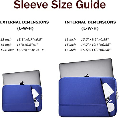 TEDNETGO 15.6 Inch Laptop Sleeve, Durable Neoprene Case with Pockets, Protective Carrying Bag for Dell, Lenovo, Asus, Blue - color: Blue, size: 15.6 Inch