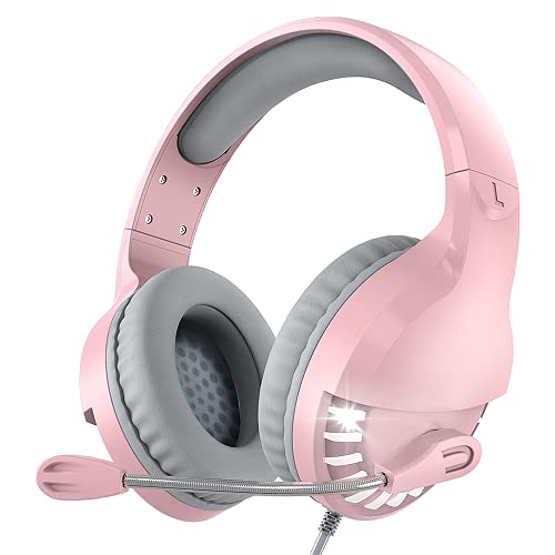 VersionTECH. Gaming Headset for PS5 PS4 Xbox PC, Stereo Game Headphones Pink