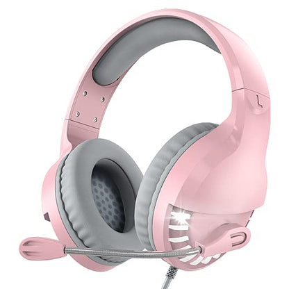 VersionTECH. Gaming Headset for PS5 PS4 Xbox PC, Stereo Game Headphones Pink