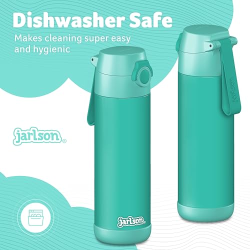 Jarlson® Mali Children's Water Bottle, Thermal Stainless Steel Water Bottle, BPA-Free, Leak-Proof, Children's Bottle with Chug Lid, Bottle for School, Nursery (Turquoise, 18 oz) - color: Turquoise, size: 18 Ounces
