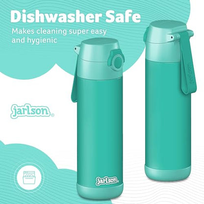 Jarlson® Mali Children's Water Bottle, Thermal Stainless Steel Water Bottle, BPA-Free, Leak-Proof, Children's Bottle with Chug Lid, Bottle for School, Nursery (Turquoise, 18 oz) - color: Turquoise, size: 18 Ounces