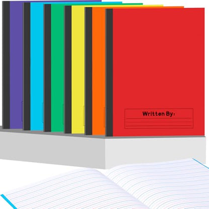 Henoyso 12 Pcs Primary Composition Notebook K-2, Wide Ruled 9.75" x 7.5" Journals, 60 Pages, Writing & Handwriting Practice for Kindergarten, 1st & 2nd Grade, Back to School Supplies (Stylish Color) - color: Stylish Color