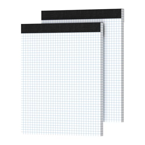 Graph Paper 8.5 X 11, 2 Pack, 4x4 Quad Ruled, Grid Paper Pad 8-1/2" X 11.75", Grid Pad 8.5 X 11.75, Engineering Notebook, Easy Tears Off, White 70 Gsm Graft Paper - style: 2 Pack