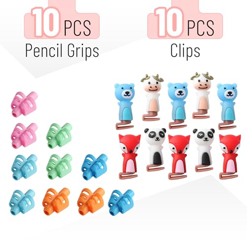 Mr. Pen- Pencil Grips for Kids Handwriting, 20 Pack | Writing Aid Tools for Beginners, Preschoolers & Toddlers, Training Pencil Holders for Righties, Lefties & Adults