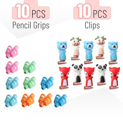 Mr. Pen- Pencil Grips for Kids Handwriting, 20 Pack | Writing Aid Tools for Beginners, Preschoolers & Toddlers, Training Pencil Holders for Righties, Lefties & Adults