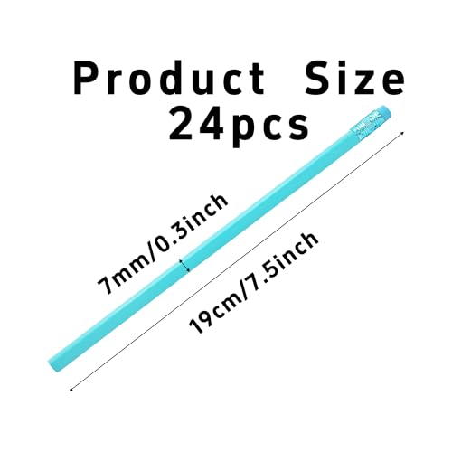 24Pcs HB Graphite Triangular Grip Wood Pencils with Eraser for School, Drawing and Sketching, and Office Use(Blue) - color: Blue