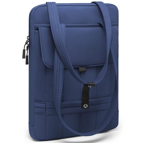 HYZUO 15-16 Inch Puffy Laptop Sleeve Padded Handbag for MacBook Pro 15/16, 15" 15.6" Dell/HP/Lenovo/Asus/Acer Notebook Chromebook, Women Slim Shoulder Bags Work Daily Bag, Navy Blue - color: Navy Blue, size: 15-16 Inch