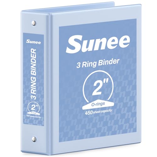 SUNEE 3 Ring Binder 2 Inch 1 Pack, Clear View Binder Three Ring PVC-Free (Fit 8.5x11 Inches) for School or Office Supplies, Haze Blue - color: Haze Blue, size: 2 Inch