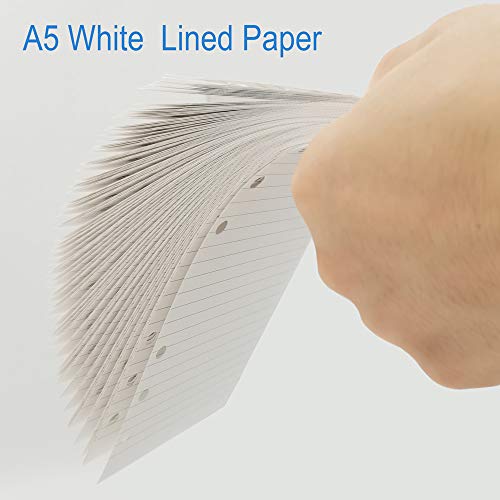 (3-Pack) A5 Lined Refills Paper for Filofax Planner/Binders/Organizer, 6 Hole Punched Loose Leaf Paper, Total 300 Sheets/600 Pages, 100gsm, White, 148 x 210mm - size: 300 Sheets