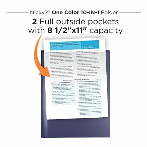 Nicky's® Multi Pocket Organizer, 10 or 14 Page Folder, Waterproof, Patented Tear-Resistant, Flexible Plastic, Proudly Made in USA, Binder Substitute. (10-in-1 Navy Blue) - color: 10-in-1 (Navy Blue)