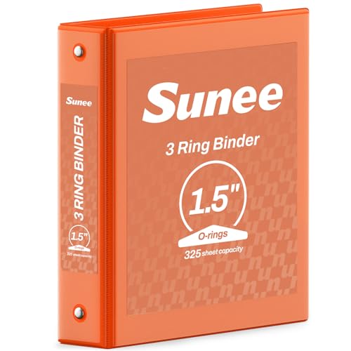 SUNEE 3 Ring Binder 1.5 Inch 1 Pack, Clear View Binder Three Ring PVC-Free (Fit 8.5x11 Inches) for School or Office Supplies, Orange - color: Orange, size: 1.5 Inch