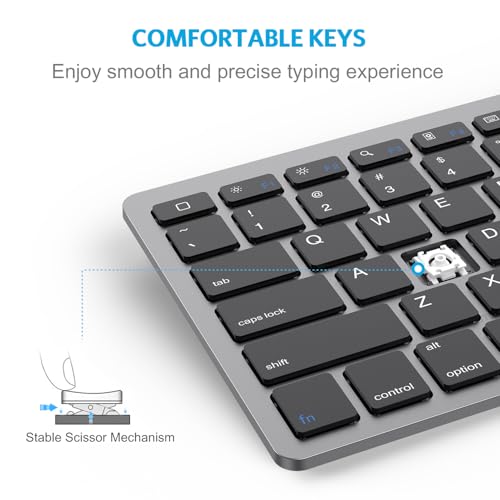 OMOTON Ultra-Slim Bluetooth Keyboard for iPad 11th/10th/9th/8th/7th, iPad Pro/Air/Mini and iPhone Series, Wireless iOS Keyboard with 12 Multimedia Keys for Office, Home, Travel, School, Black Grey - color: Black Grey