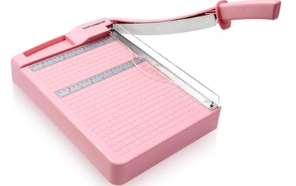 Paper Trimmer, 12" Cutting Length Heavy Duty Paper Cutter with Safety Protection and Blade Lock, Paper Cutter 12 Sheets, Cardstock/Laminate - color: Pink