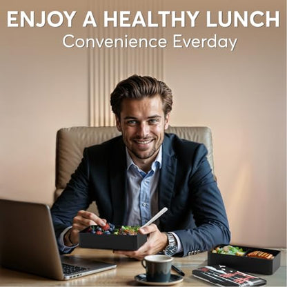 Umami Bento Box Adult, Leakproof, All-in-1 Lunch Containers for Adults | 40 oz, microwave & dishwasher safe, 4 utensils & sauce jar included, stackable, BPA-free, Matte Black - Miyajima - color: Matte Black - LE Miyajima, size: M - 40 oz