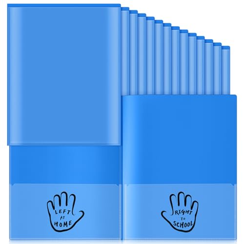 Henoyso 24 Pcs School to Home Folder with Pocket Plastic Heavy Duty Clipboard Folder with Clear Front Pocket Homework Take Home Folders for School Students Parent Teacher Communication(Blue) - color: Blue