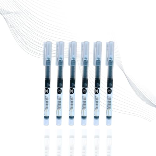 Black Gel Pens Pack of 6 – 0.6mm Medium Point Fine Tip, Smooth Writing, Quick Dry No Smear Black Ink Pens for School, Office, Home - color: Black