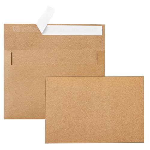 Silunkia Brown Blank Note Cards and Envelopes 4 x 6 Heavyweight Single Panel Cardstock and A4 Envelopes Printable Self Seal 20 Packs for Wedding Invitations, Thank You Cards - color: Brown, size: 4x6-20pcs