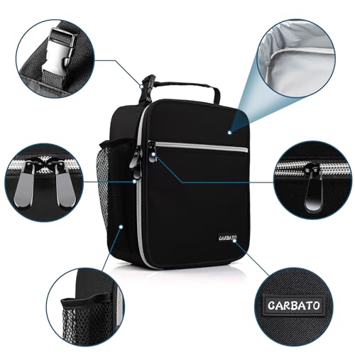 Lunch Bag, Durable Insulated Lunch Box Reusable Adults Tote Bag Lunch Bag Durable Reusable for Adults (Black-White) - color: Black-White