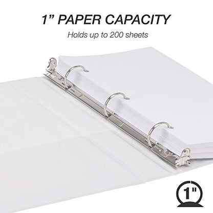 Samsill Economy 1 Inch Mini 3 Ring Binder, Round Ring Binder, Holds 5.5 x 8.5 Inch Documents, Customizable Cover, 1" View, 6-Pack, White - color: White, size: 1" View, style: 6-Pack