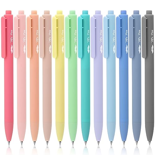 Mr. Pen- Retractable Gel Pens, 12 Pack, Colorful Ink, Fine Point 0.7mm | Fast Dry, Smooth Writing, Cute Pens for Drawing, Writing Planner and School Supplies - color: Assorted Colors Ink, size: 12 Pack