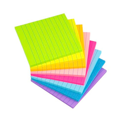 (16 Pack) Lined Sticky Notes 4x4 Bright Stickies Colorful Super Sticking Power Memo Pads, 8 Colors, Strong Adhesive - size: 4 x 4 inches (Pack of 2)