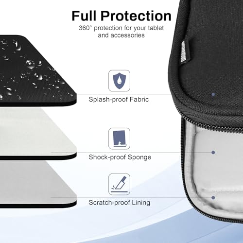 Dadanism 9-11 Inch Tablet Sleeve Padded Carrying Case with Handle, Protective Travel Bag for iPad A16 11" 2025, iPad Air M4/Pro M5 11", iPad 10th Gen 10.9", iPad 10.2", Galaxy Tab A11+ 11", Black - color: Black