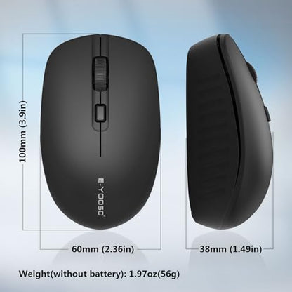 E-YOOSO Wireless Bluetooth Mouse, Compact Mini Portable Ambidextrous Computer Mouse, Smooth Tracking & 5 Adjustable DPI up to 4000 for PC, Laptop, iPad, MacBook & Apple Devices (Black)