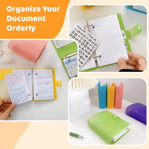 6 PCS Index Card Binder with Dividers,3x5 Inch Index Card Binder,2 Rings Card Binders Organizer Binders Notebook with 60 Pages Sheets for Office Home Elementary School Classroom (6pcs)