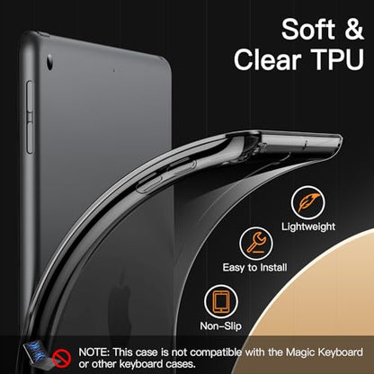 JETech Case for iPad 9/8/7 (10.2-Inch, 2021/2020/2019 Model, 9th/8th/7th Generation), Soft TPU Transparent Slim Shockproof Tablet Cover (Black) - color: Black, size: iPad 9/8/7(2021/2020/2019)