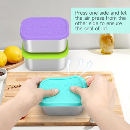SOPHICO 14oz Kids Snack Containers with Silicone Lids, Meal Prep Lunch Box | 14 OZ Food Storage Container,Toddler Lunch Box, Leak Proof - color: 14oz, 4 Pack