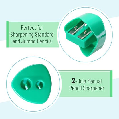 Mr. Pen- Pencil Sharpeners Manual, 24 Pack, Dual Hole, Colorful | Bulk Handheld Pencil Sharpener, Compatible with Standard and Jumbo Pencils, Snap-on Lid, Stainless Steel Blade