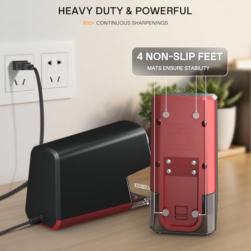 Heavy Duty Electric Pencil Sharpener S280, 6-Hole for Classroom Use | Auto Stop, 3s Sharpening, Dual Cutter, Large Shavings Bin, Safety Switch, Non-Slip Feet, 6-12mm,Office/Home Pencil Sharpener