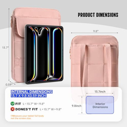 11 Inch Tablet Sleeve Bag，11-12.4 Inch Puffy Tablet Sleeve for iPad A16 2025,iPad Air 11 inch M4 M3 M2, iPad Pro 11 M5 M4, Samsung Galaxy Tab S10+, S9+, S9 FE+, S8+,S7+ 12.4" Fluffy Shoulder Bag(Pink) - color: Pink