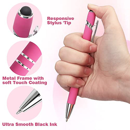 Bribobo 8 Pack Ballpoint Pen 2-in-1 Stylus, 1.0 mm Black Ink | Retractable Ballpoint Pen with Stylus tip, Metal Stylus Pen for Touch Screens - color: 8