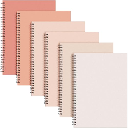 Fuutreo 6 Pack B5 Spiral Notebooks 10.5 x 7.45 Inch College Ruled Aesthetic Journal Kraft Hardcover 70 Sheets (140 Pages) Spiral Notebook for Office Students Work Journaling(Orange Series,Light) - color: Orange Series