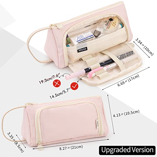EASTHILL Big Capacity Pencil Case Pouch Pen Case Simple Stationery Bag School College Office Organizer for Teens Girls Adults Student - color: Light Pink XW