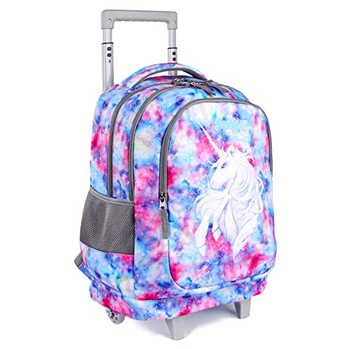 Seastig Kids Rolling Backpack 18in Wheeled Backpack with Wheels - color: Unicorn