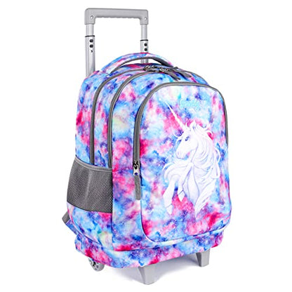 Seastig Kids Rolling Backpack 18in Wheeled Backpack with Wheels - color: Unicorn