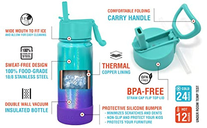 CHILLOUT LIFE 22oz Insulated Stainless Steel Water Bottle with Leak Proof Straw Lid & 144 Stickers - color: Mermaid Sparkle, style: 22 oz