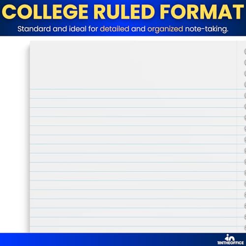 1InTheOffice Wirebound Spiral College Ruled Notebook 6 x 9, 3 Subject Notepad, Kraft Cover, 100 Sheets, (4/Pack)