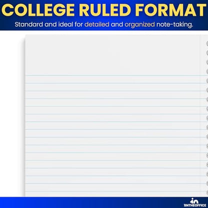 1InTheOffice Wirebound Spiral College Ruled Notebook 6 x 9, 3 Subject Notepad, Kraft Cover, 100 Sheets, (4/Pack)