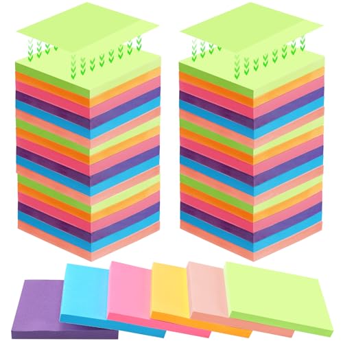 Kajaia 24 Pads Full Adhesive Sticky Notes Colorful Sticky Notes Adhesive Memo Self Stick Pads Easy to Post for Office Home School Meetings Supplies 6 Pastel Colors 80 Sheets/pad(3x3 Inches) - size: 3x3 Inches