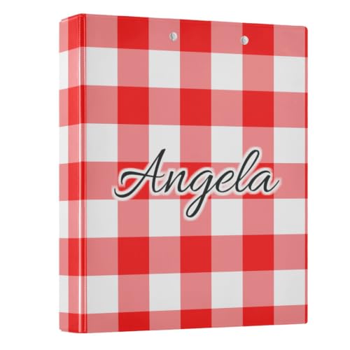 Custom 3 Ring Binder 1.5 Inch Round Rings Red Checkerboard Personalized Name Binders Organizer Fashion View Binder with 2 Pockets for School Office Supplies - color: Multi08