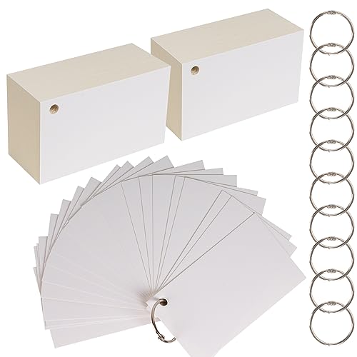 Index Cards, 600 PCS 3 x 5 Inch Punched Flash Cards with 12 Organizing Rings, White Flashcards for Studying, Blank Memo Note Cards for Adults Kids Home School Office