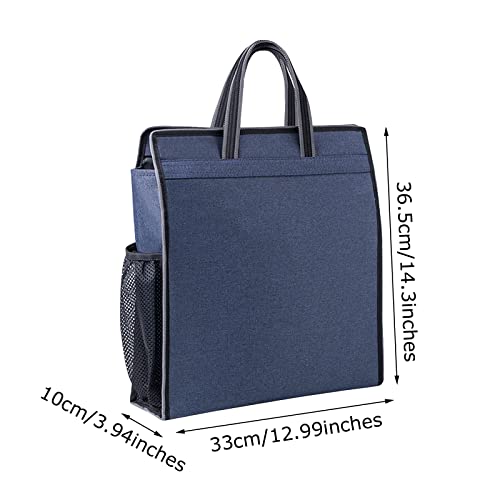 Oxford Zippered Document Bag with Handle File Tote Bag Pouch for Carrying Paper Files Books Filing Folder 1 Pack (Blue) - color: Blue